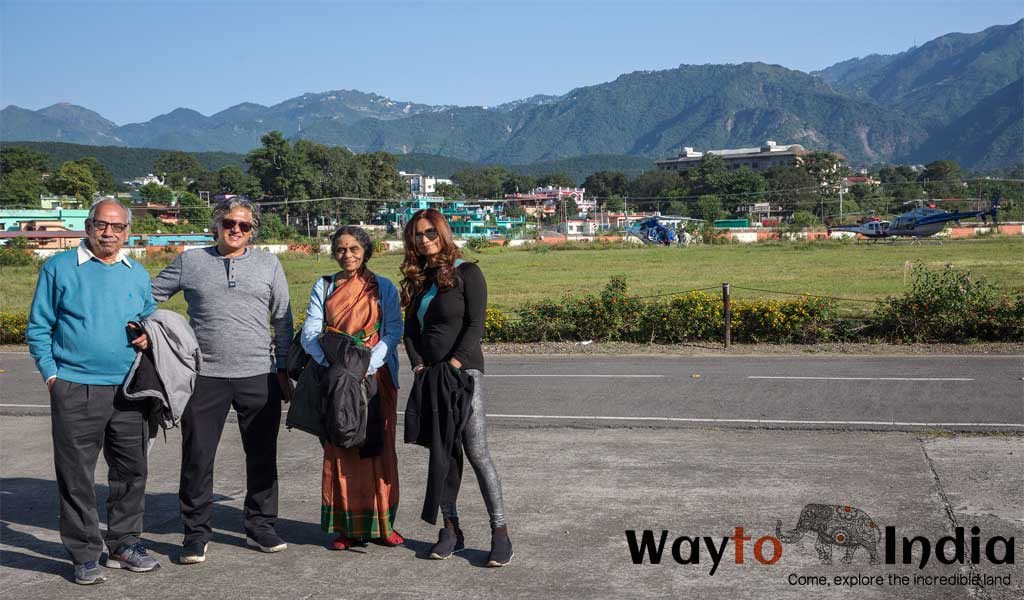 Passengers at Sahastradhara Helipad before flying to Badrinath by Helicopter